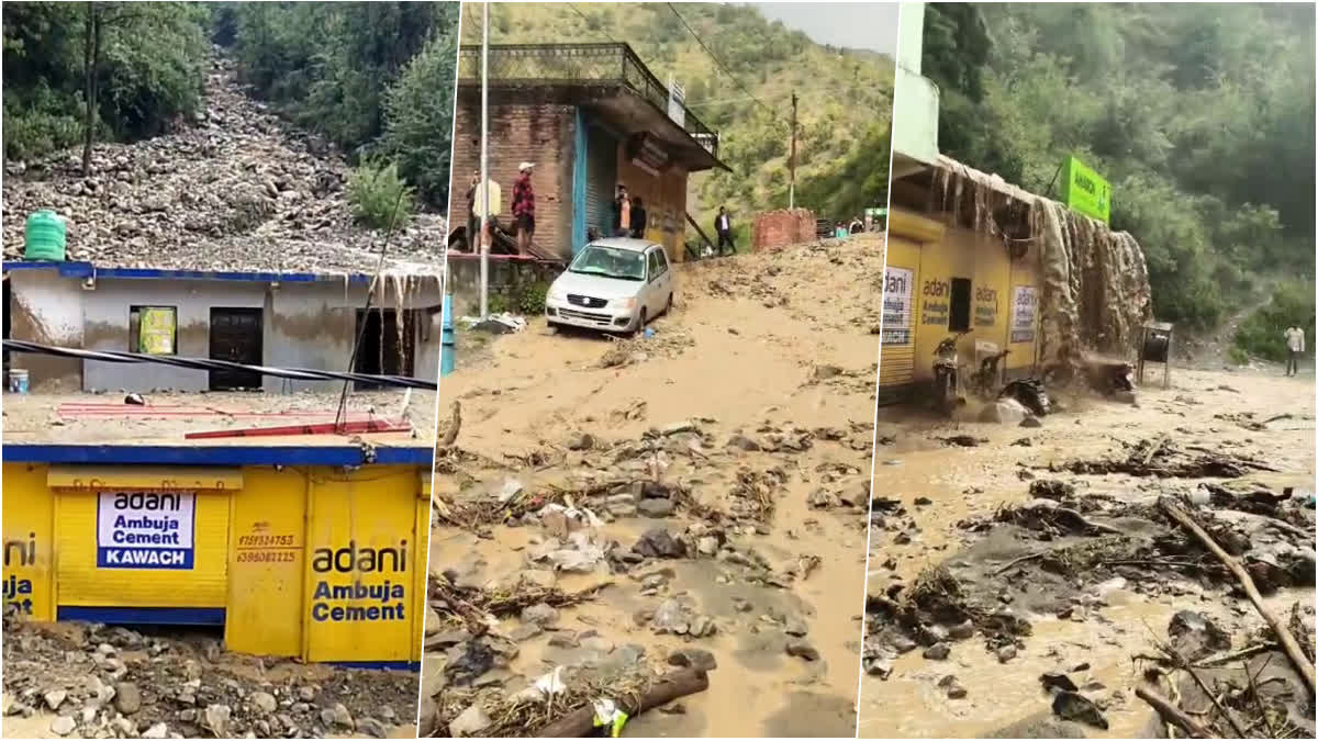 टिहरी के बिलौंदी पुल बाजार में अचानक उफनाया नाला, दुकानों में घुसा मलबा, मची अफरा-तफरी