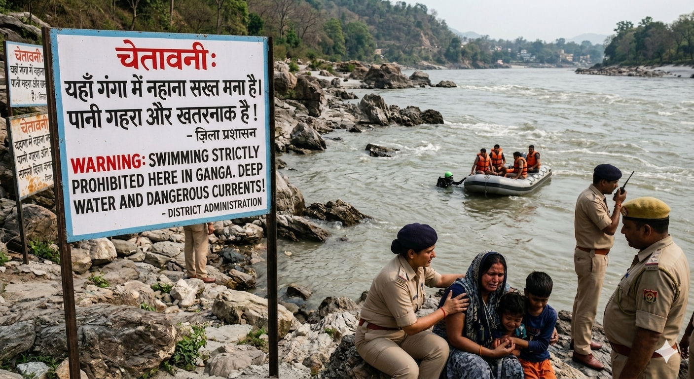 हरिद्वार: प्रतिबंधित क्षेत्र में गंगा स्नान करना पड़ा भारी, गाजियाबाद के दो दोस्तों की डूबने से मौत.