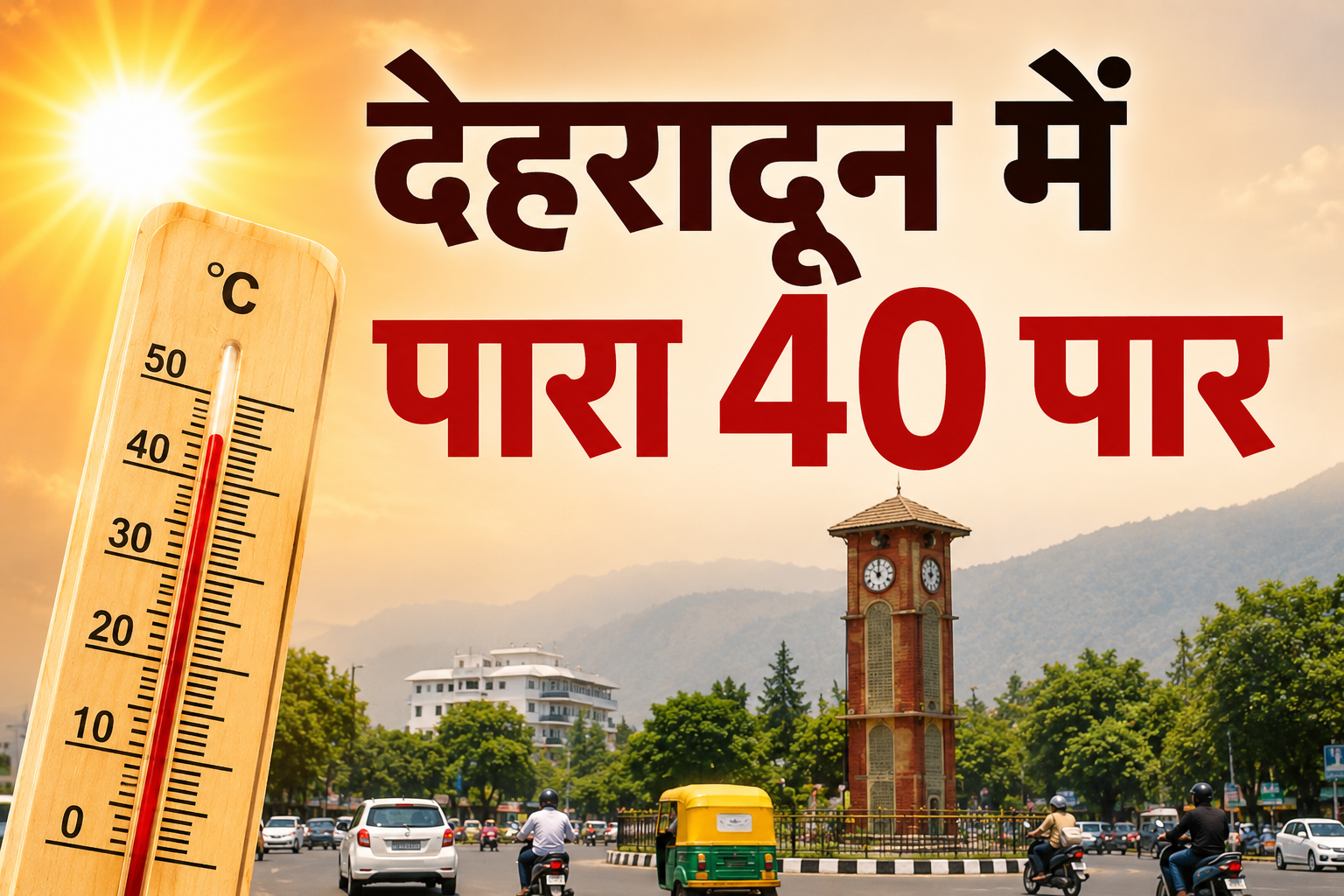 देहरादून में  पारा पहुचा 40 के पार  आज 41°C तक पहुंचने के आसार, लू का अलर्ट
