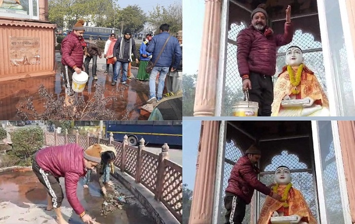 संजय चोपड़ा ने रामचरित्र मानस के रचयिता तुलसीदास की मूर्ति का जल अभिषेक कर चलाया स्वच्छता अभियान...
