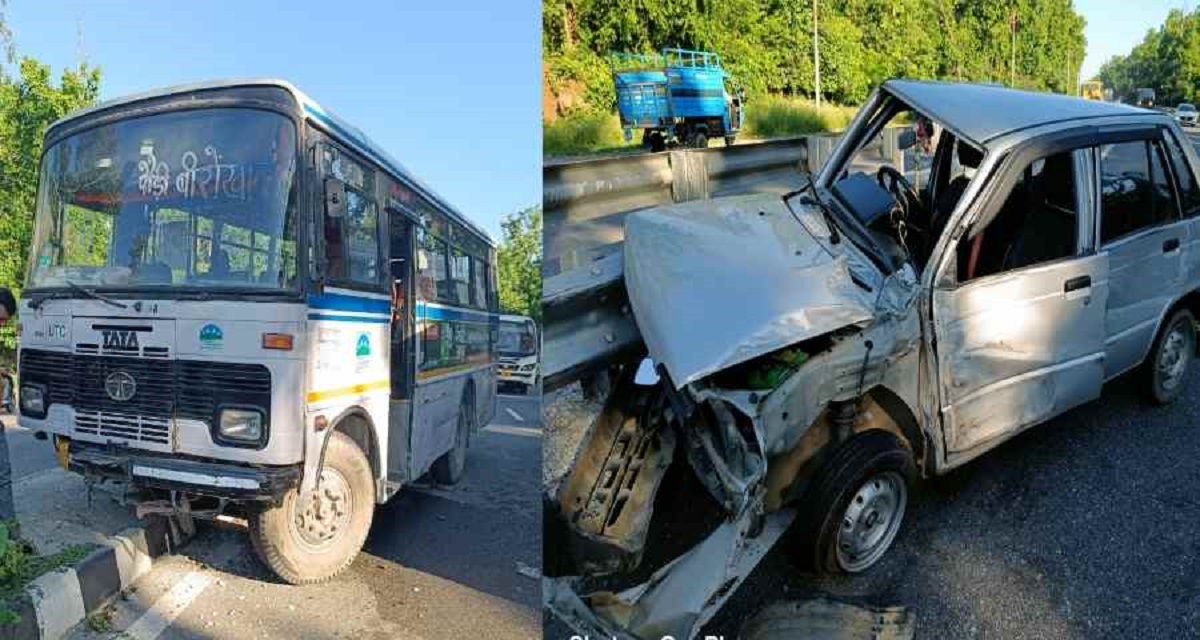 राजधानी देहरादून के लच्छीवाला में आज सुबह करीब साढ़े सात बजे बस और कार में जबरदस्त भिड़ंत
