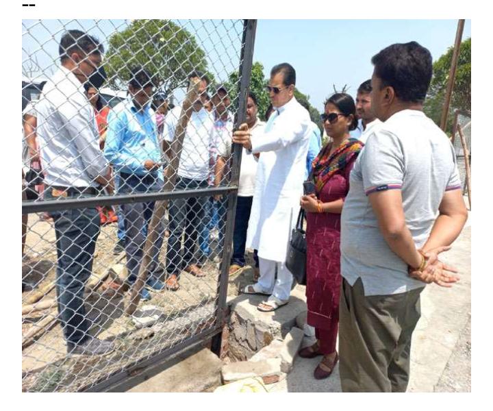 कैबिनेट मंत्री ने रुकवाया फेंसिंग निर्माण का कार्य,  जांच के दौरान गुणवत्ता में पाई गई कमी