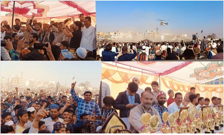 कलियर में क्रिकेट के फाइनल मैच में हेलीकॉप्टर से फूलो की भारी वर्षा, खिल उठे युवाओं के चेहरे विधायक उमेश कुमार को देखने उमडा जन सैलाब