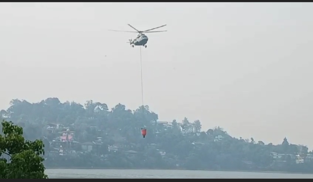नैनीताल के जंगल में लगी भीषड़ आग, बुलाई गई सेना, हेलीकॉप्टर से पानी का छिड़काव