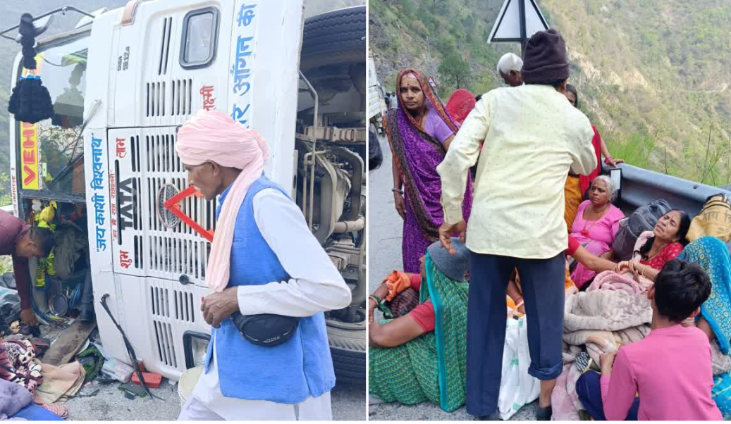 गंगोत्री हाईवे पर बड़ा हादसा: 45 तीर्थयात्रियों से भरी बस पलटी, 8 लोग रूप से गंभीर घायल