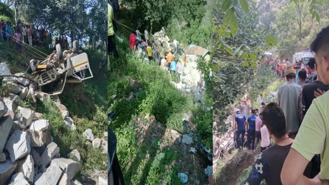 उत्तरकाशी के बर्निगाड़ के पास खाई में गीरा वाहन, दो लोग लापता.