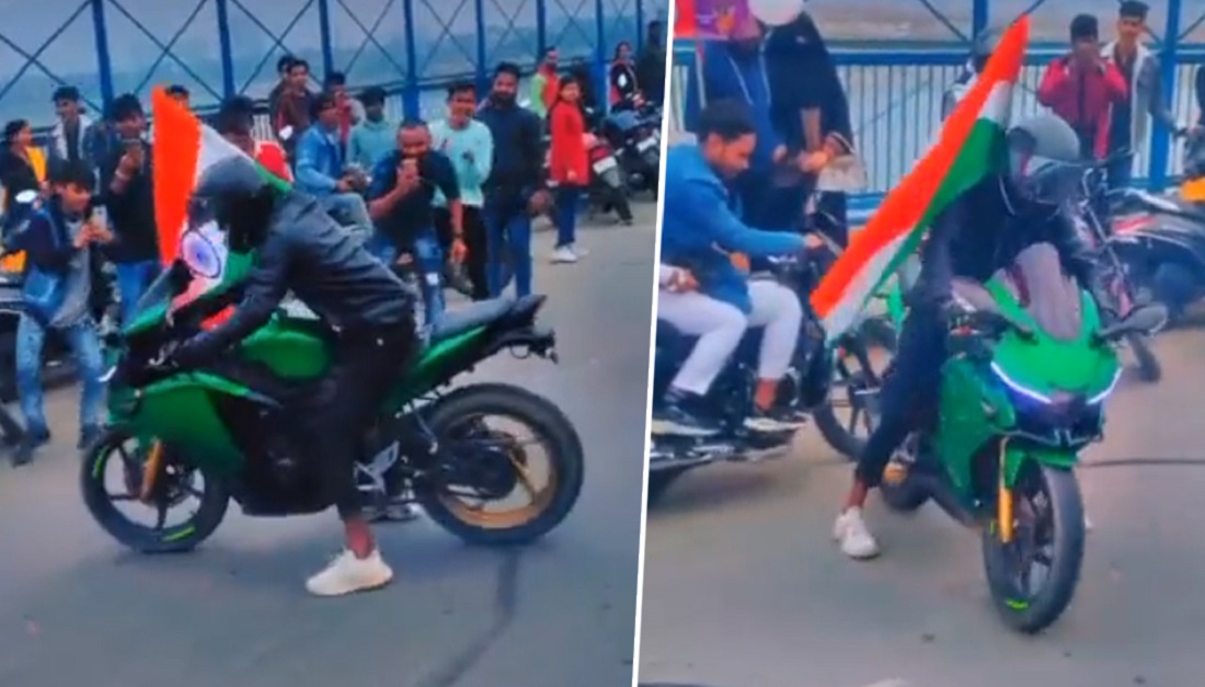 कानपुर में आजादी के जश्न के मौके पर तिरंगे के साथ बाइक से स्टंट, पुलिस ने एक किया अरेस्ट: