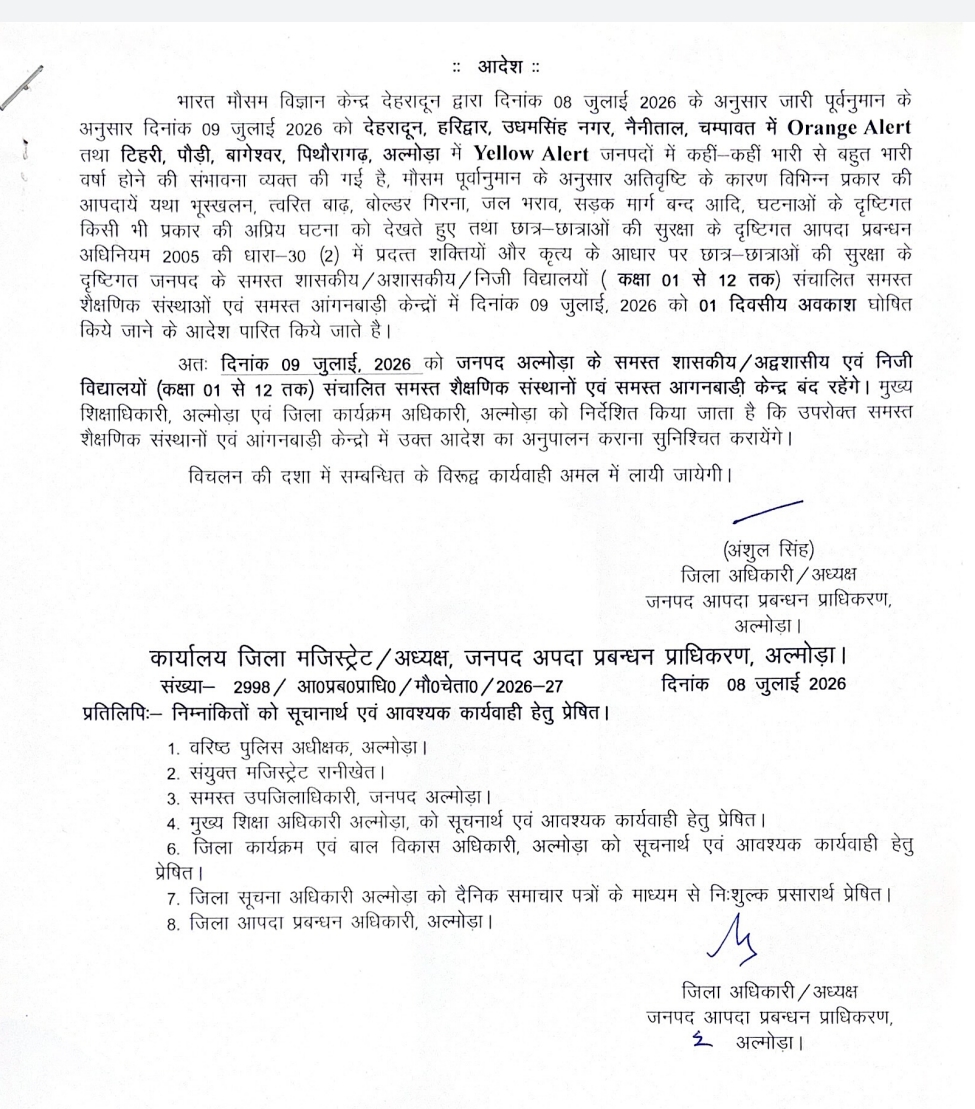 उत्तराखंड में बारिश का कहर: 5 जिलों में ऑरेंज अलर्ट, कई जगह स्कूल बंद, भूस्खलन का बढ़ा खतरा